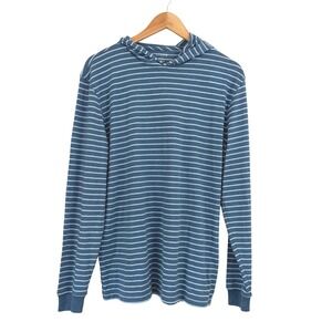 NWT J.Crew Mens Washed Jersey Hoodie Blue Striped Long Sleeve Shirt Small